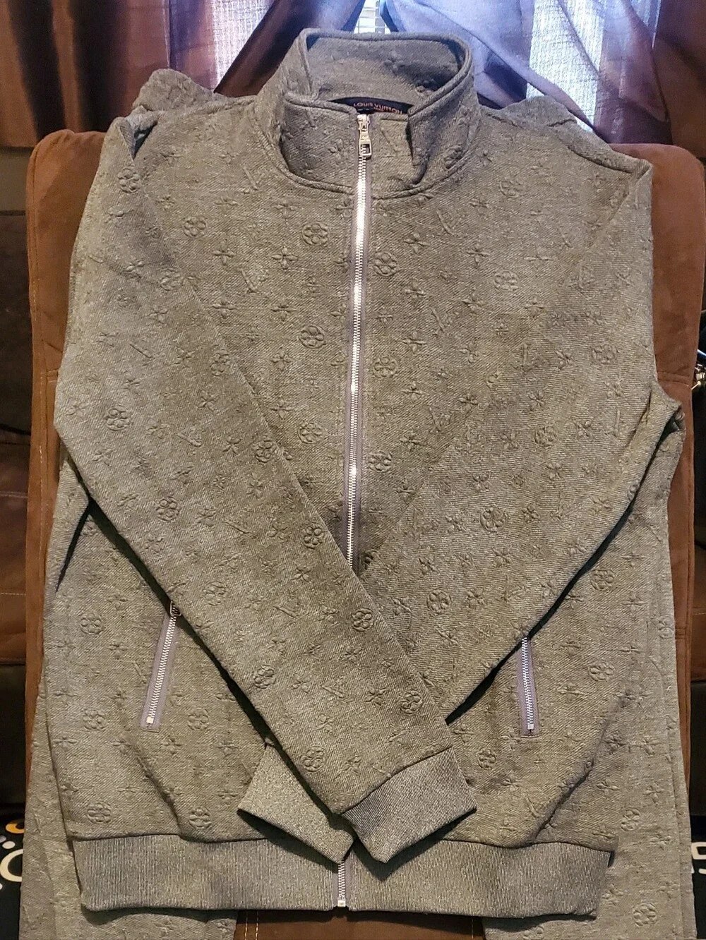 Louis Vuitton Men's Gray Embossed Monogram Pants